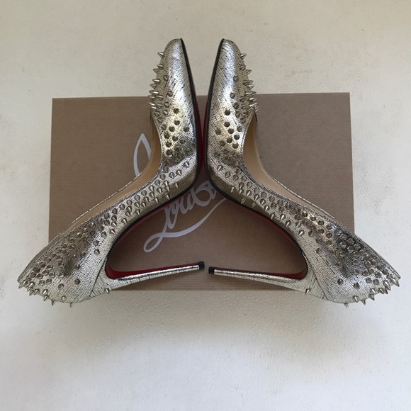 Christian Louboutin Escarpic 100mm Lame Mercure, Platine/Colombo Met, size 37 - Picture 3 of 4